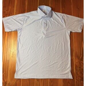 NWOT Collars and Co Dress Collar Polo Shirt Men Large White Blue Pattern